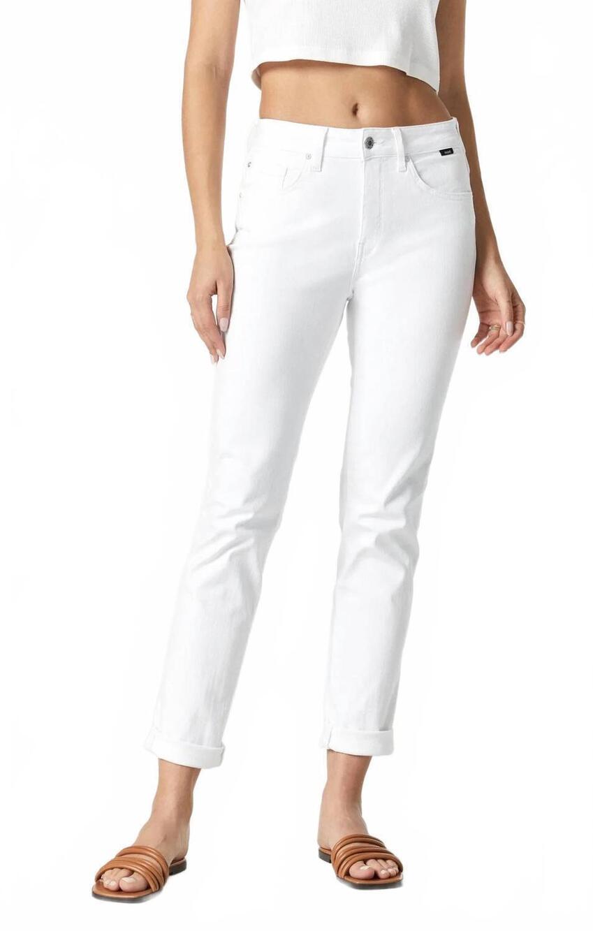 NEW MAVI kathleen slim boyfriend jeans in white